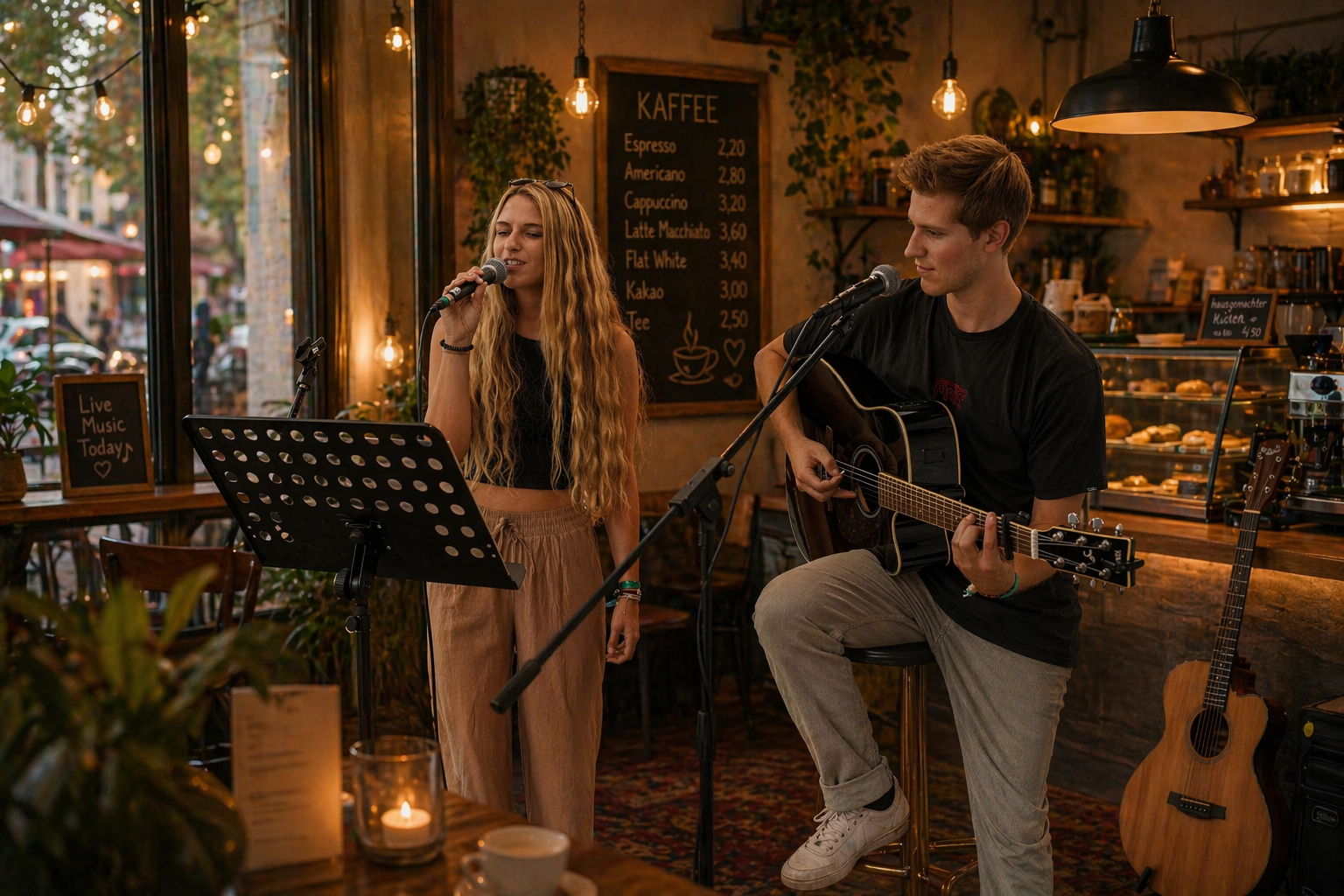 Live Duo entspannte Atmosphäre Café
